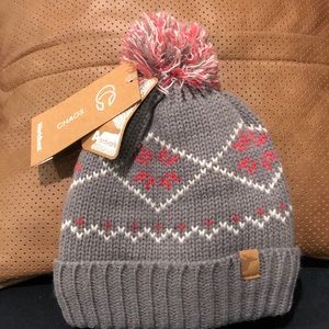 Kids Aardvark Harper beanie with pom Pom Grey pink